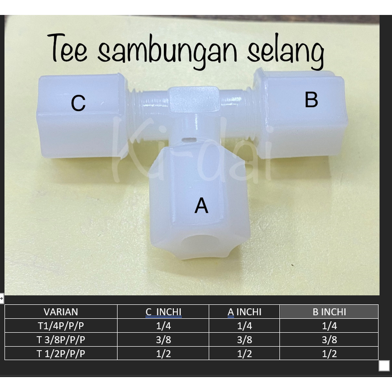 TEE KONEKTOR SAMBUNGAN SELANG TUBING RO MODEL PUTAR JACO