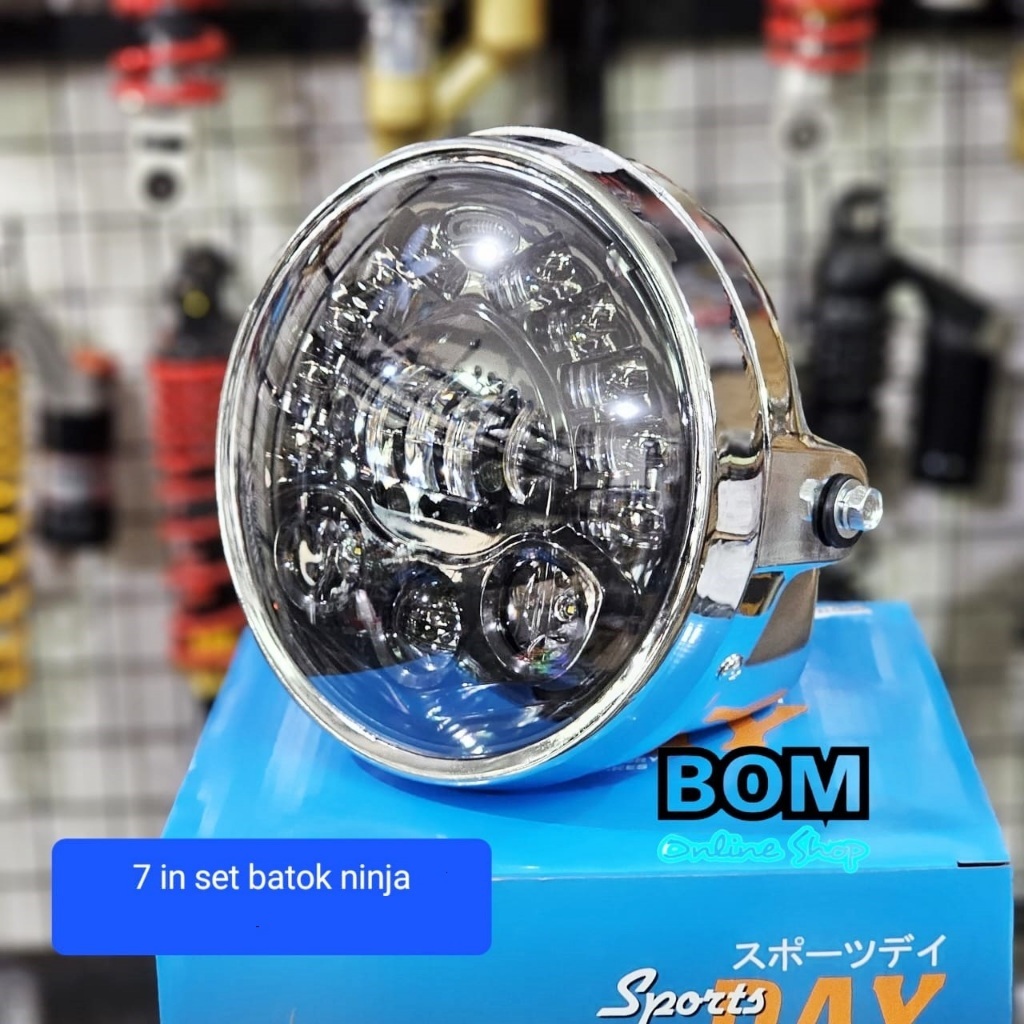 Lampu Depan 7 Inch 19 Led Set Batok PNP NINJA SCORPIO MP