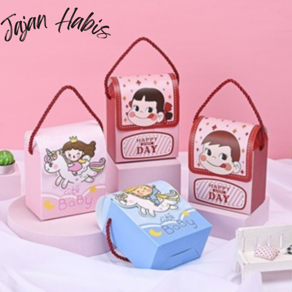 

JABIS Goodie Bag Ulang Tahun Anak Motif Kartun Tas Bingkisan Hadiah Hampers Ulang Tahun Anak Kotak Souvenir Kantong Tentengan Bingkisan Paper Bag Kertas