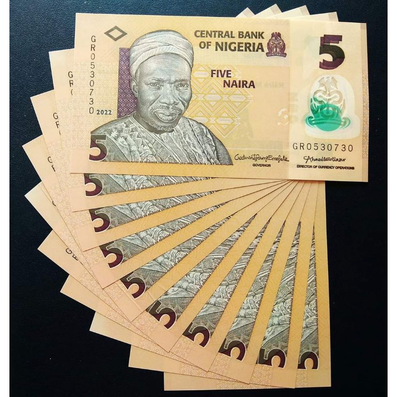 Nigeria uang kertas 5 naira nigeria polymer