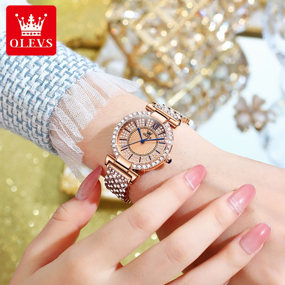(Best) OLEVS Jam Tangan Wanita Anti Air Original Tahan Kecil Branded Elegan Analog Rose Gold