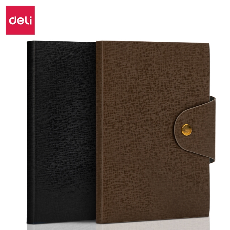 

Deli Buku Catatan Sampul Kulit / Leather Cover Notebook A6 A7 96 Lembar Dengan Pen Holder 22268