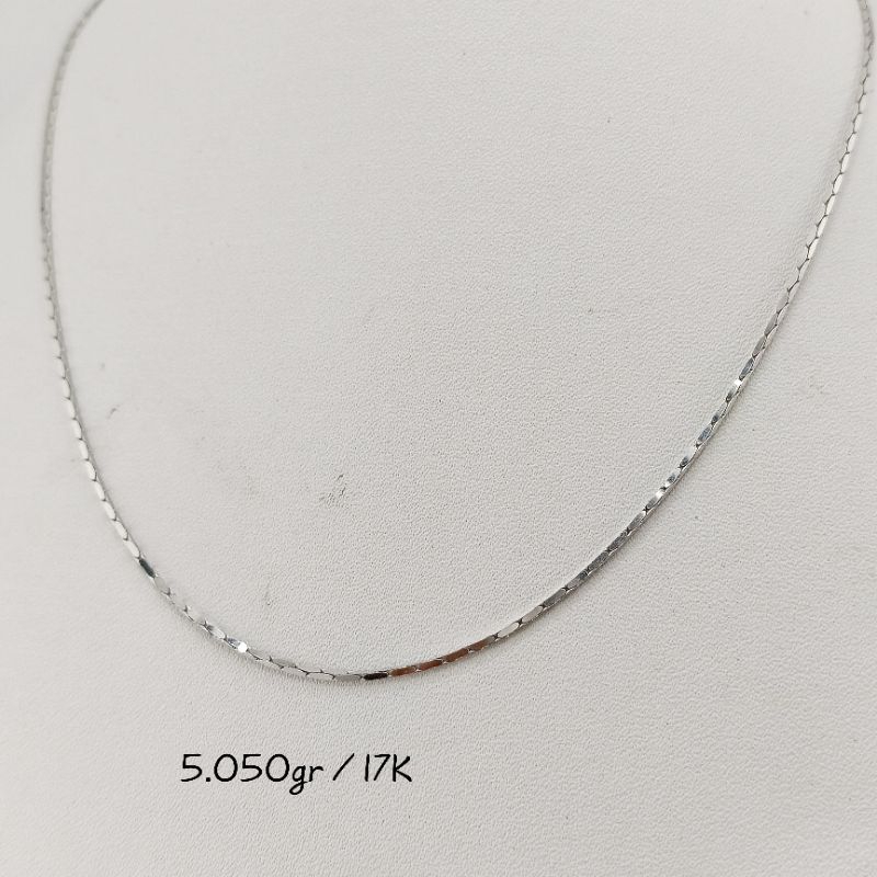 kalung emas putih kotak balok 17K