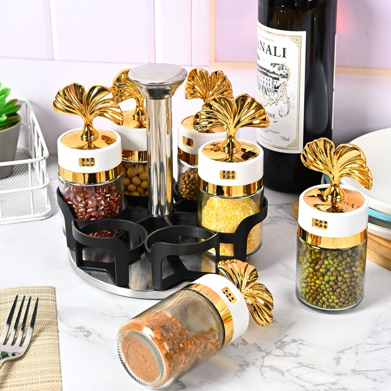 Tempat Bumbu Kaca Dapur / Botol Bumbu Dapur putar