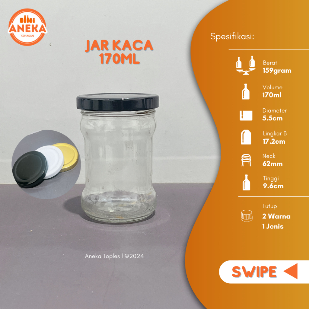 JAR KACA 170ML TOPLES KACA 170ML TOPLES SAMBAL TOPLES COKLAT CAKE Jar kaca sambal 170 ml (Per 15pcs)