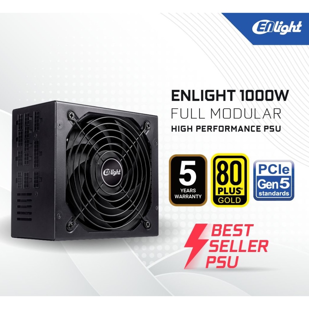 Power Supply Unit / PSU Enlight EN-1000W Black Silver 1000 Watt 80+ GOLD