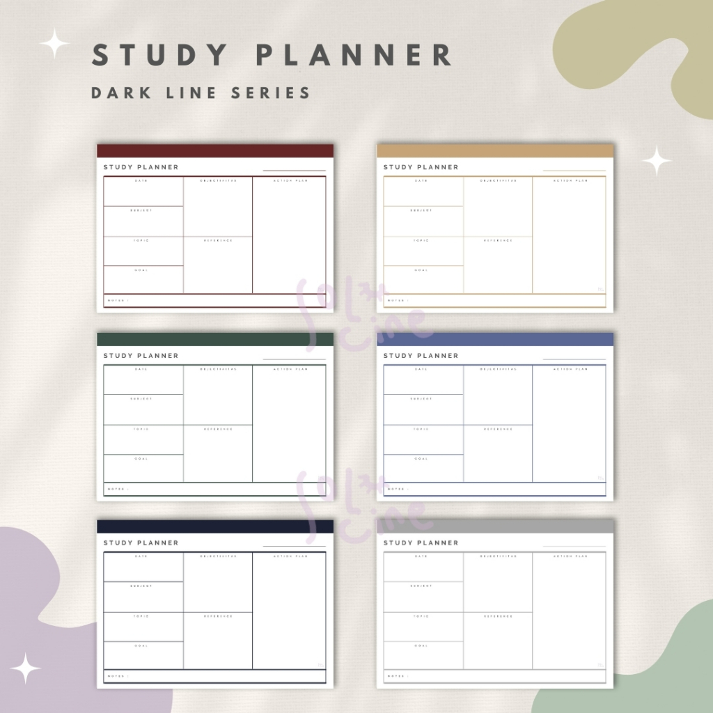 

Study Planner Line Dark | Wall Planner Korea Style | Planner Dinding Minimalis Un-Date / Reusable
