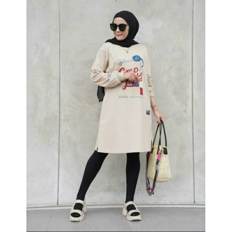 Long tunik kaos gyl original dress wanita korea kekinian