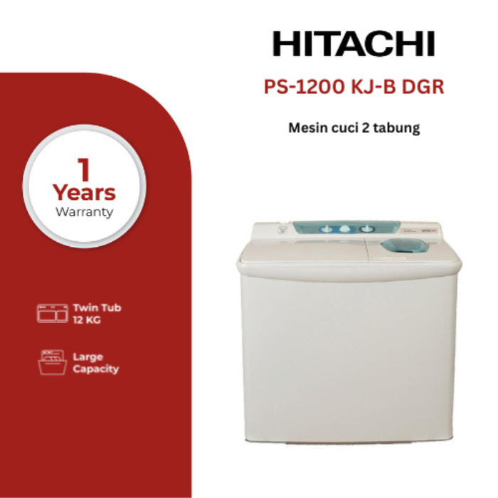 HITACHI Mesin Cuci 2 Tabung 12 Kg PS-1200KJ-B