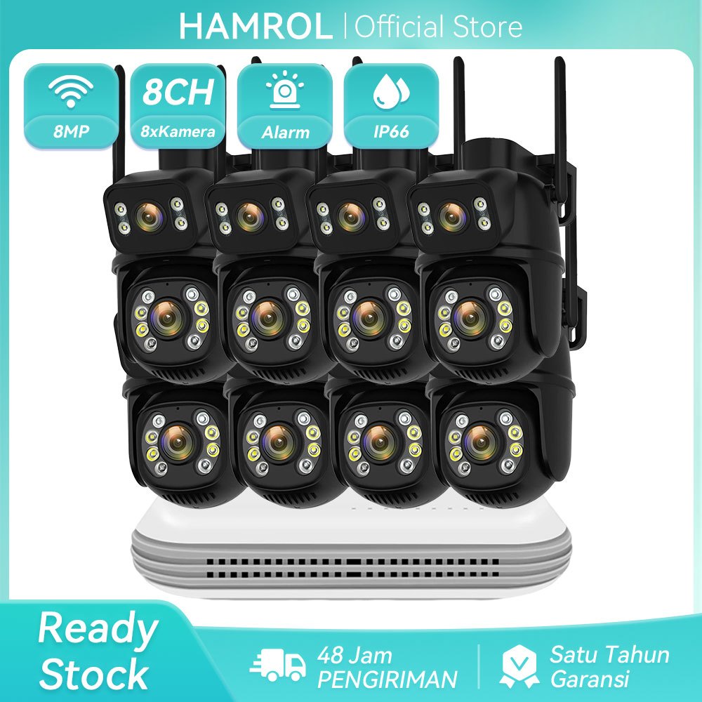 Hamrol 10CH WiFi NVR Kit 8MP Dual Lens Home CCTV Wireless PTZ Security Camera System