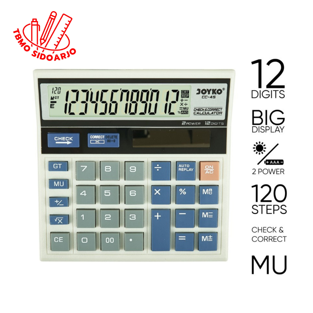 

TBMO Calculator Kalkulator Joyko CC-45 12 Digits Check Correct