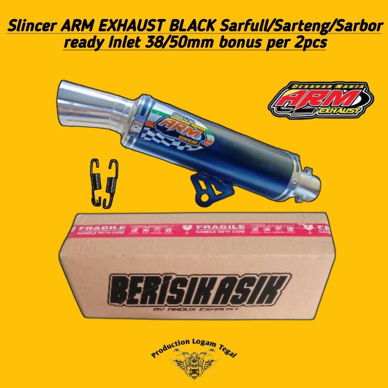 Slincer ARM EXHAUST Black seriess ready Inlet 38/50mm Free box+ per 2pcs