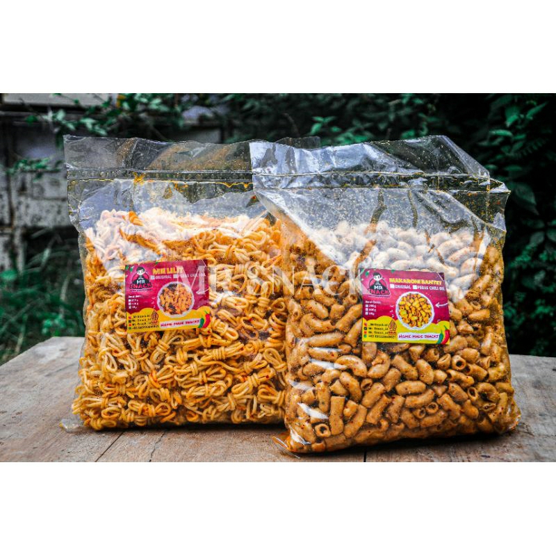 

[Bundling Campur 500g] Mie Lilit dan Makaroni Pipa Bantet Pedas Chili Oil, Enak, Gurih dan Renyah