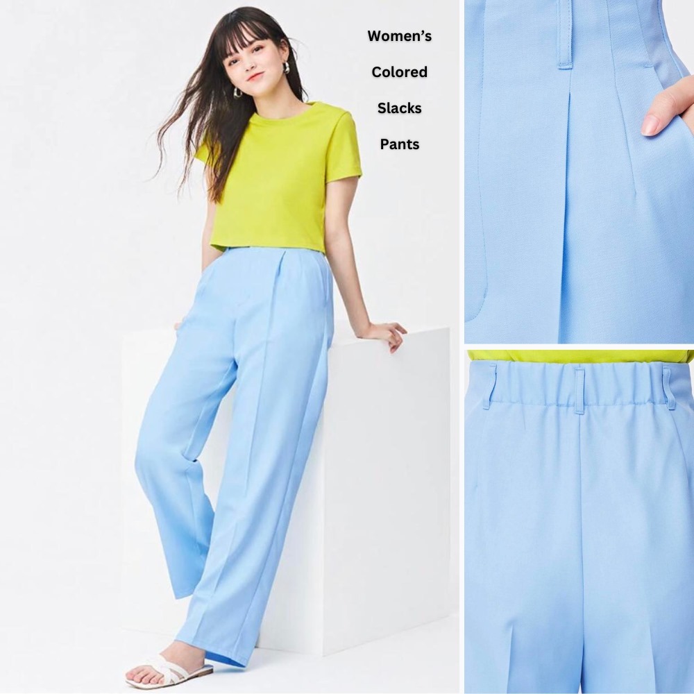 Celana Panjang Wanita Highwaist (UNQ380 COLORED BLUE SLACKS)