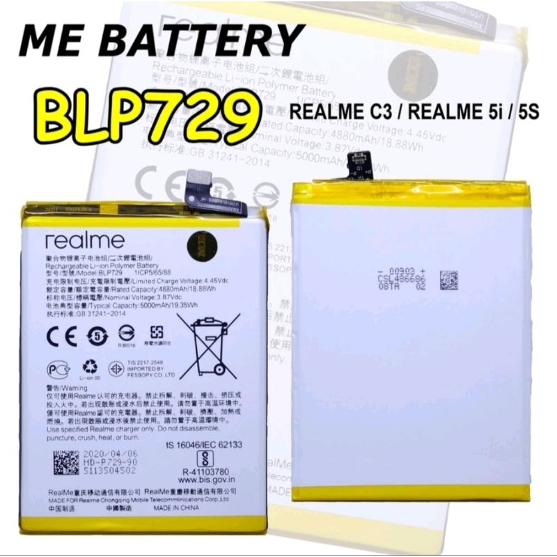 Baterai Batrai BLP 729 Realme Narzo 10A/C3/C11 Realme 5 Baterai Original