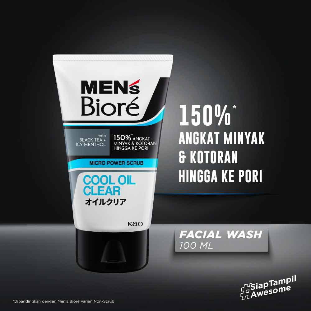 Men's Biore Facial Foam Double Scrub Cool Oil Clear 100 g