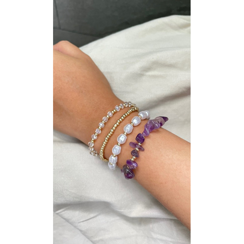 Gelang manik batu alam pearl set/satuan