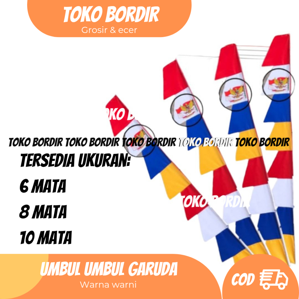 Umbul umbul 6 mata 8 mata 10 mata merah putih / warna warni garuda
