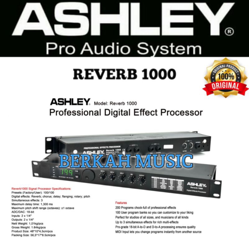 Efek Vokal Ashley Reverb 1000 Original