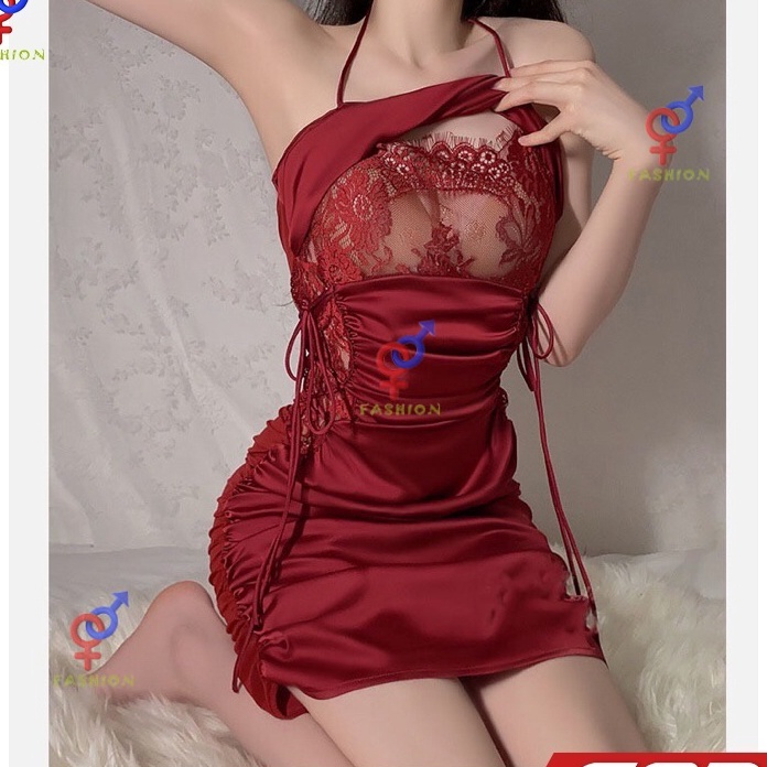 Terlaris Baju Tidur Lingerie Satin Renda Seksi WanitaGaun Mini Wanita SutraPiyama Gaun Lingerie Kore