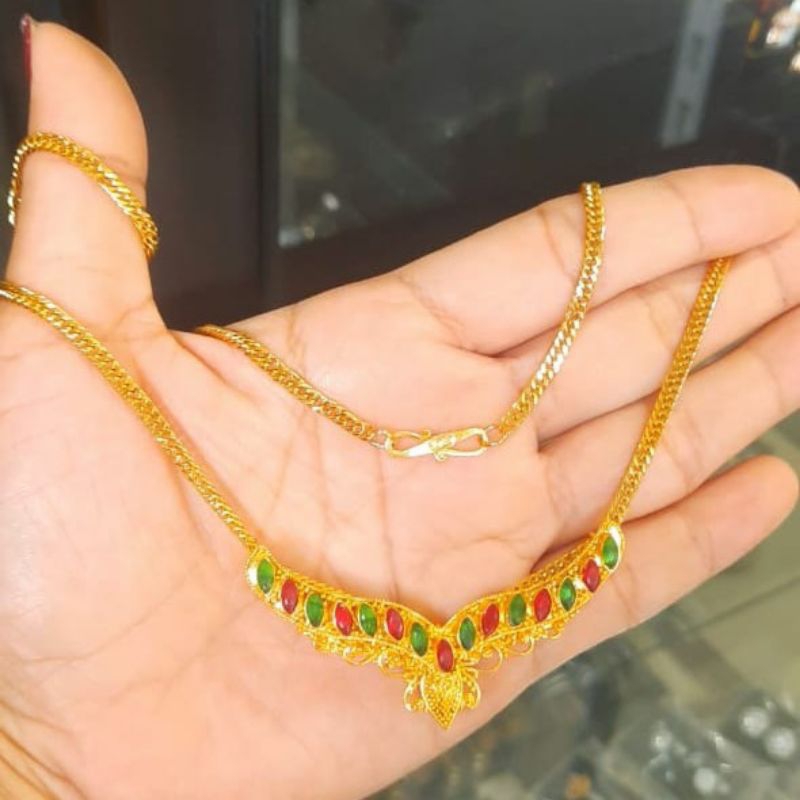 Kalung Kuningan Ukiran Bali Lapisan Emas