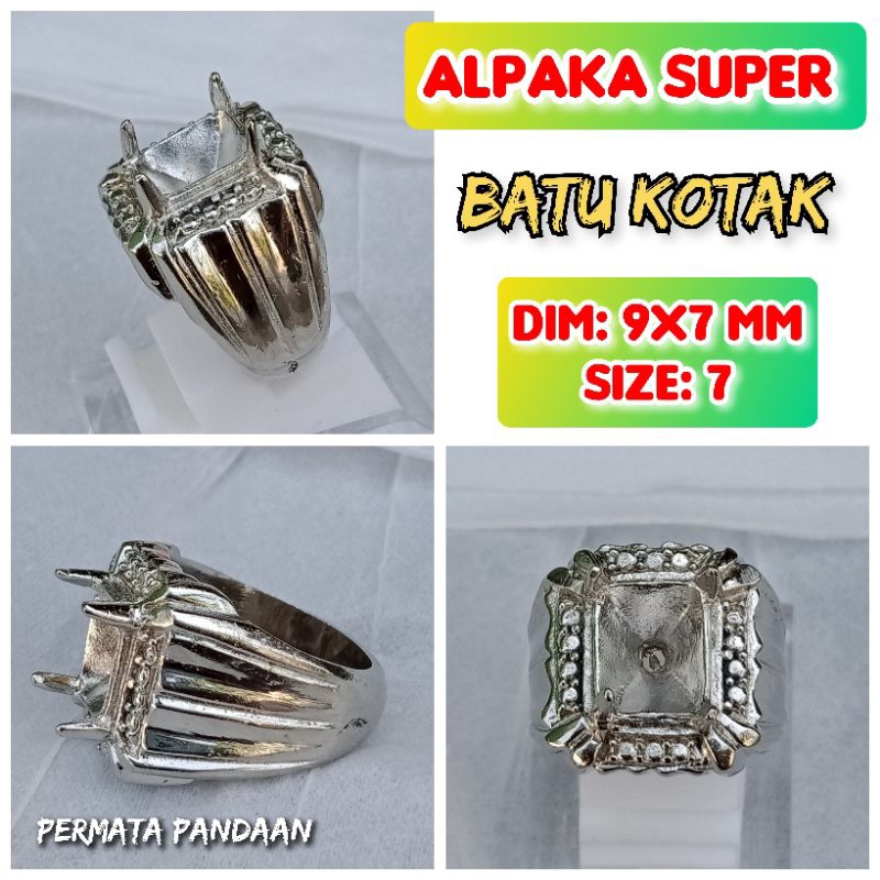 cincin emban batu akik dan permata alpaka super model batu kotak.20
