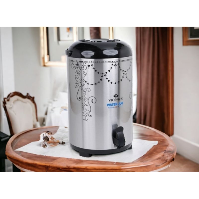 VICENZA Water Jug 11,8 Liter motif PADI wadah saji air hangat dingin (jaga suhu), tutup inovatif VM1