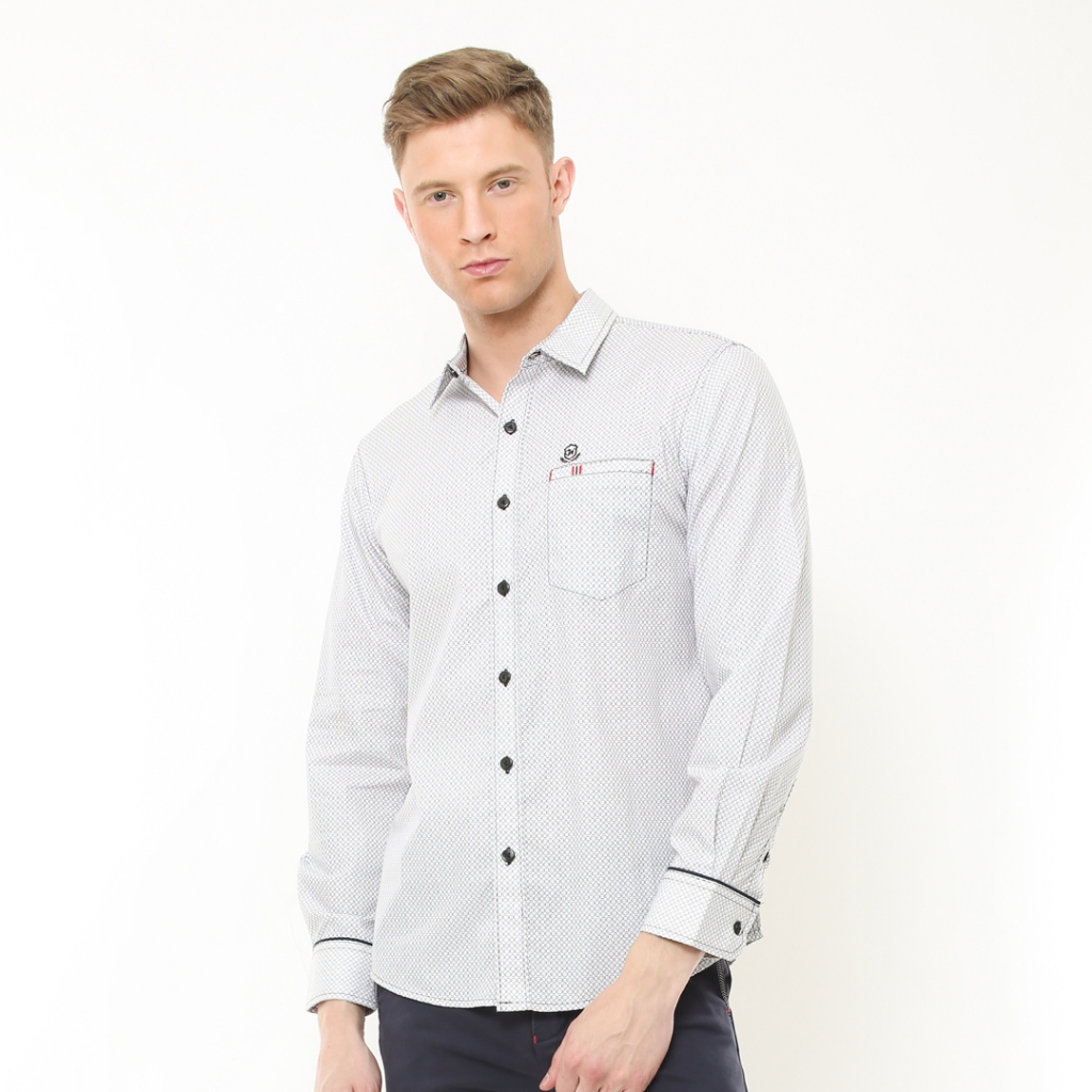 Johnwin - Kemeja Casual - Kemeja Pria - Kemeja Motif - Lengan Panjang - Slim Fit - ASH.670.S871.656.