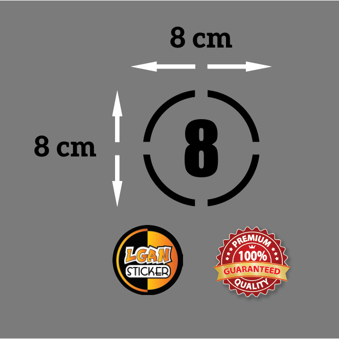 

Stiker Angka Model Bulat Strip Bahan Oracal Ukuran Diameter 8 cm