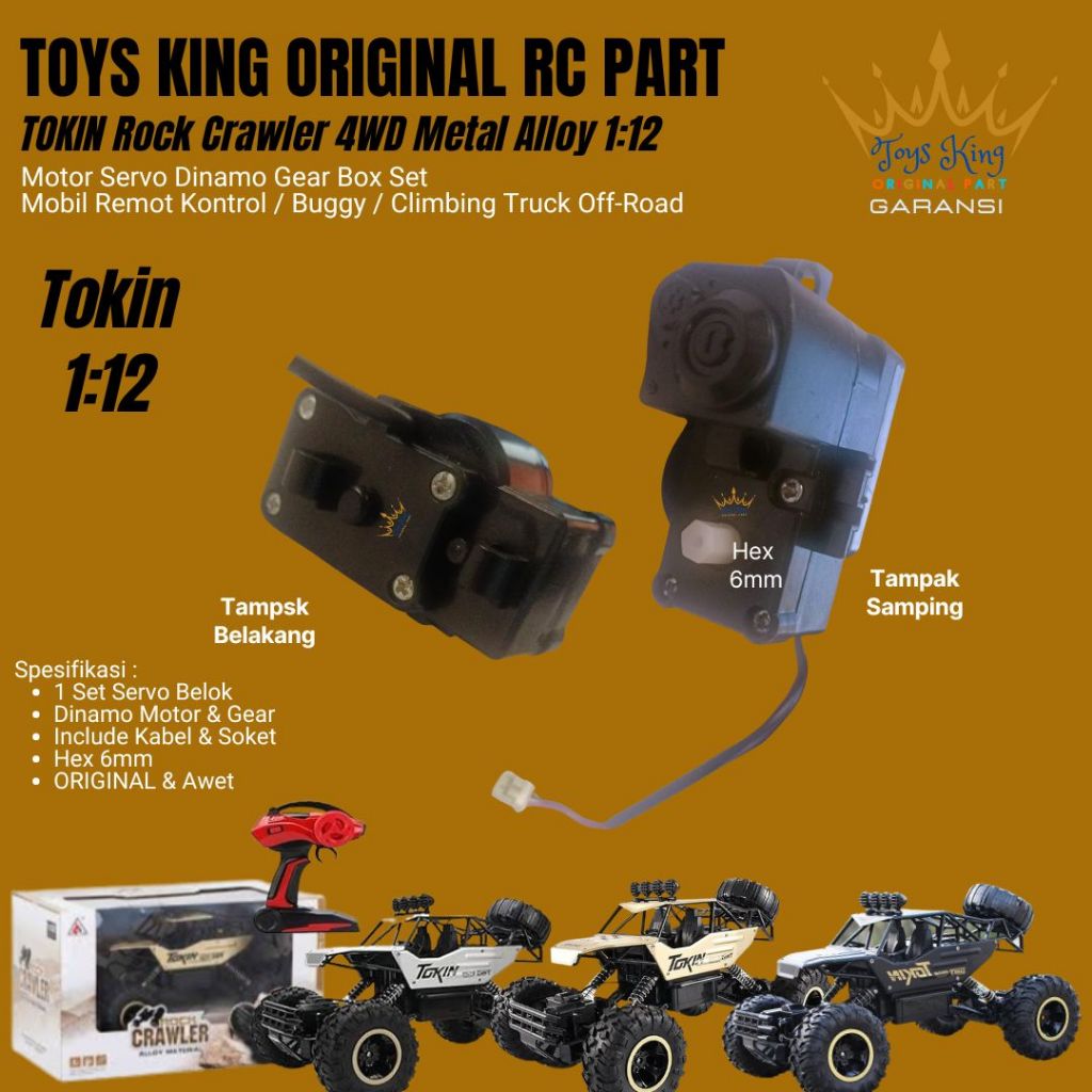 Motor Dinamo Servo Gear Box Set RC TOKIN Rock Crawler 4WD Metal 1:12 TOY KING ORIGINAL RC PART