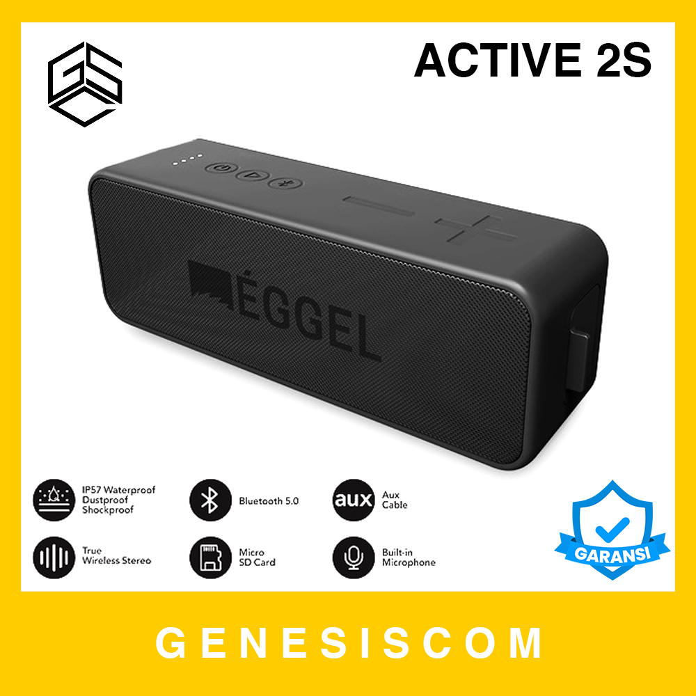 Speaker EGGEL Active 2s Bluetooth 5.0 Wireless Portable IP57 Waterproof Aktif BT5.0 Micro SD TF AUX 
