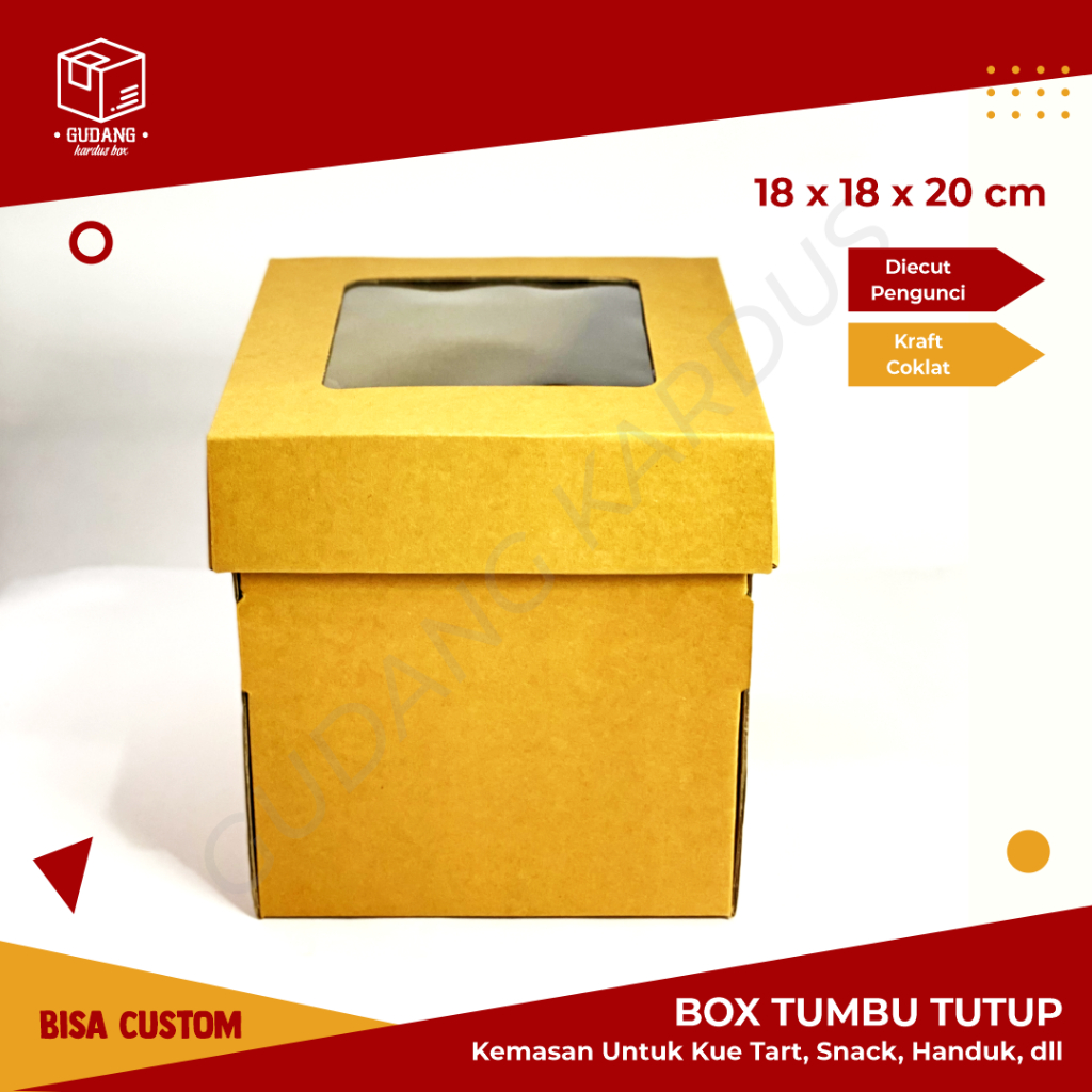 

Box ( 18 x 18 x 20 ) cm (Set Top/Bottom) Karton/Polos/Kardus/BoxKueTart