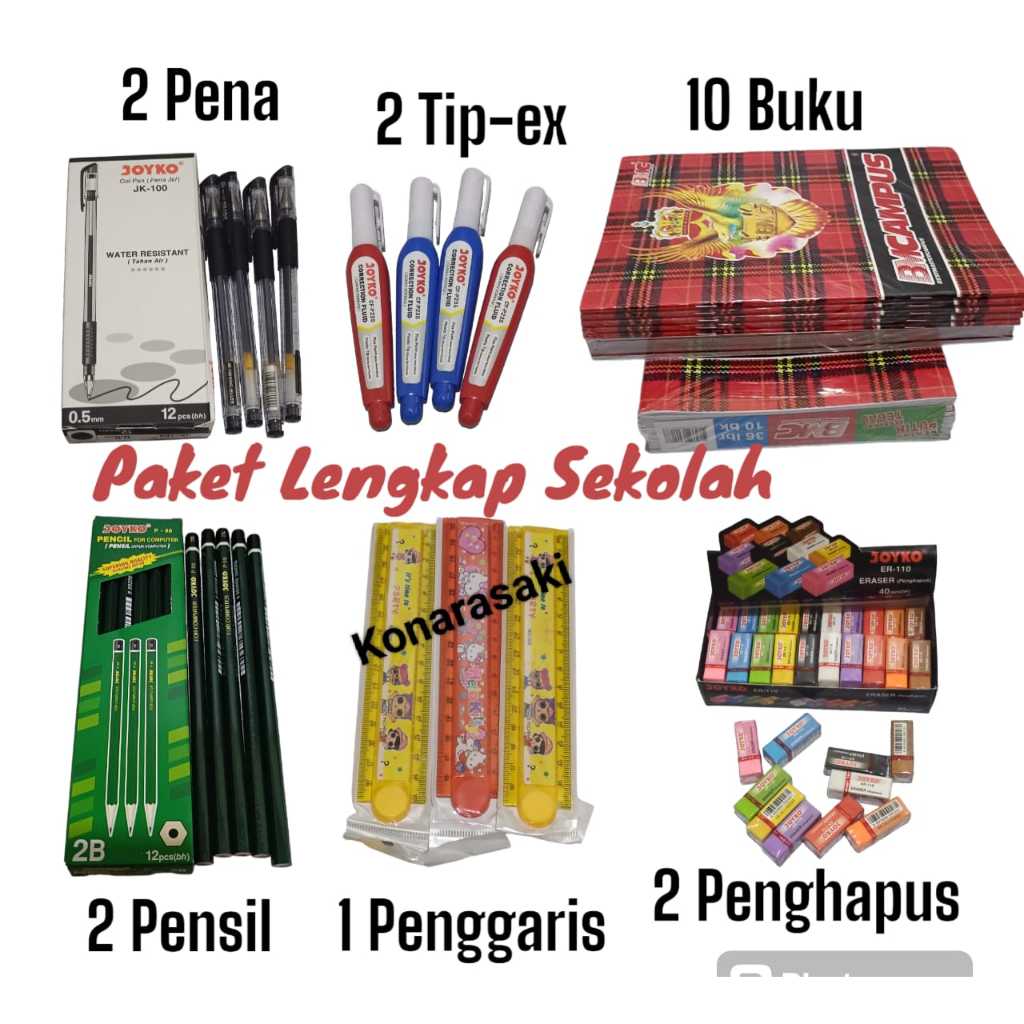 

( PAKET LENGKAP SEKOLAH ) 10 BUKU BMCAMPUS ISI 36 LEMBAR + 2 pulpen + 2 pensil +2 penghapus + 2 tip ex +1 penggaris