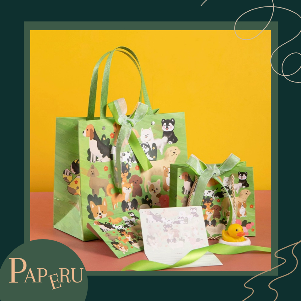 

[PAPERU] Doggy Pattern Paperbag Premium Quality Kantong Kado Kualitas Tinggi Gift Goodie Bag Hampers Anak