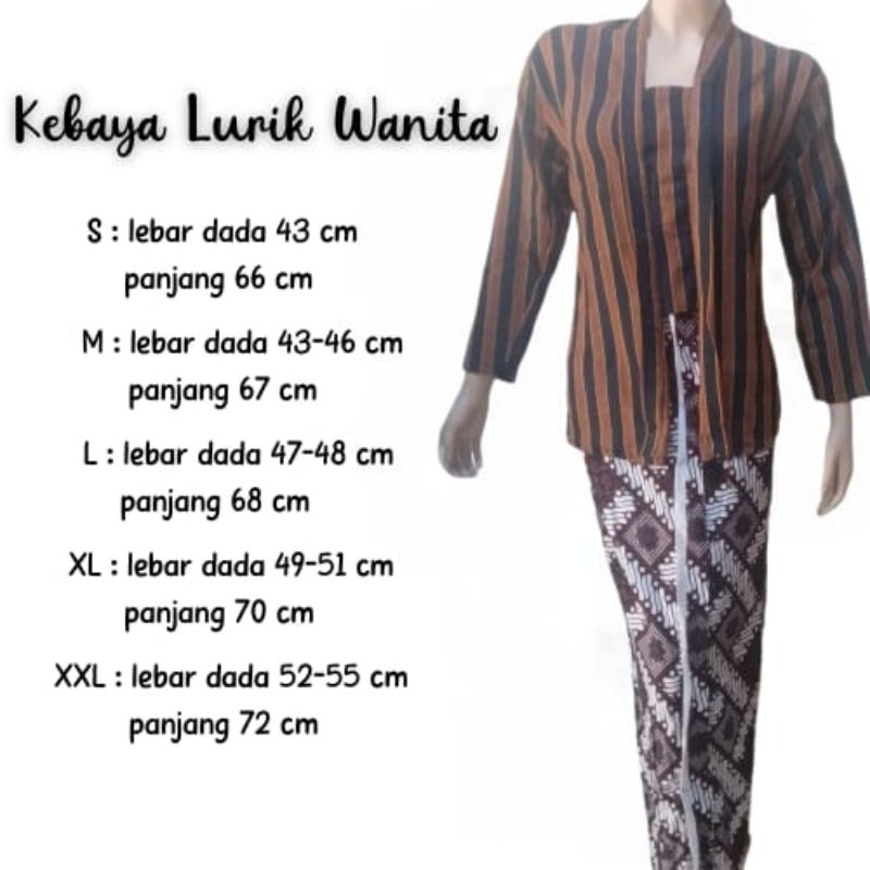 Sarimbit Kebaya lurik Wanita Surjan Dewasa Baju Adat Jawa