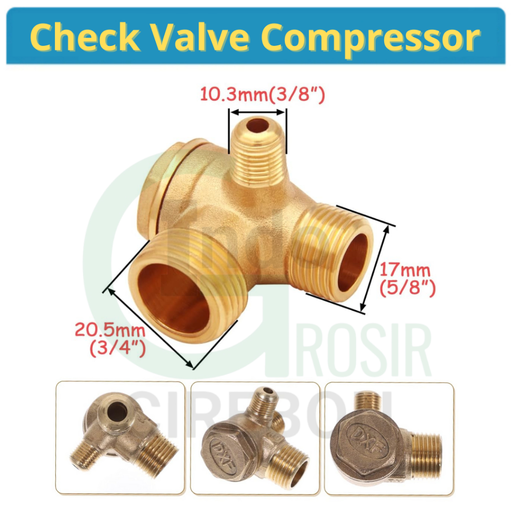 H&L Drat LUAR Check Valve Compresor Nepel 3 Way Neple Kompresor Cabang 3 Air Compressor Parts