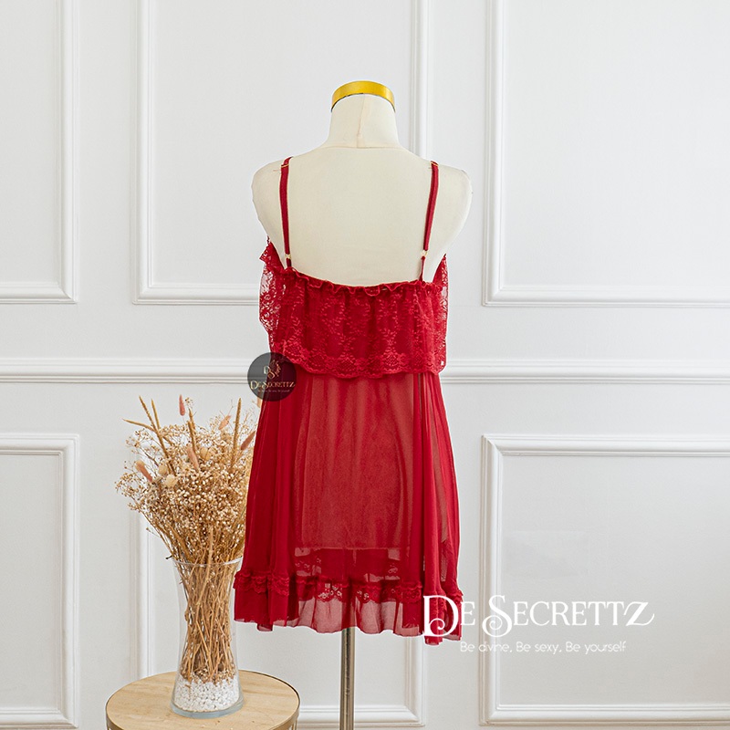 DeSecrettz DAISY Baju Tidur Wanita Dewasa Model Lingerie Big Size, Includes Lingerie + G String, Baju Tidur Wanita, Baju Dinas Depan Suami, Babydoll Lingerie, Pakaian Dalam Wanita, Lingerie Murah, Sleepwear-5