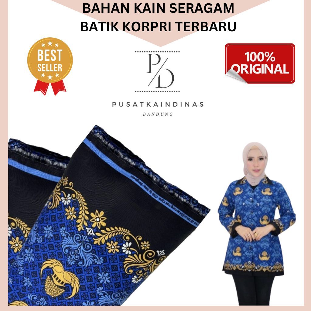 Bahan kain korpri katun batik/guru korpri resmi terbaru c50's premium, bahan katun adem halus murah 