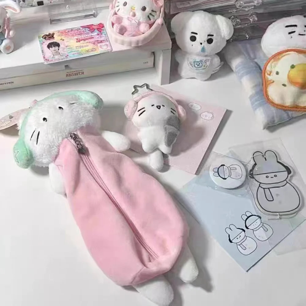 

Soft Creative Cat Pen Bag Colorful Plush Lovely Pencil Case Decompression Doll Toys