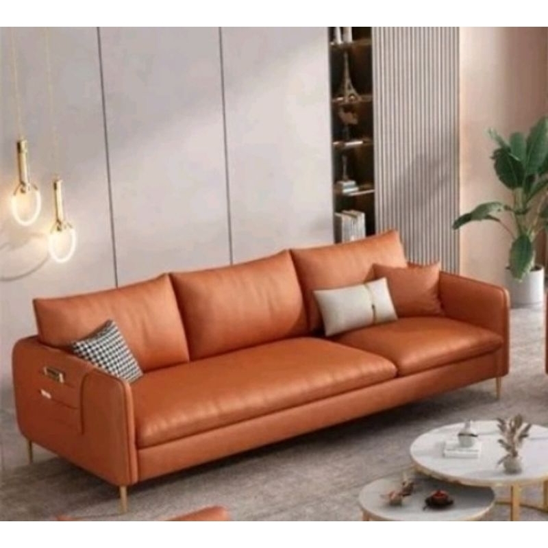 Sofa 3 seater bahan kulit premium