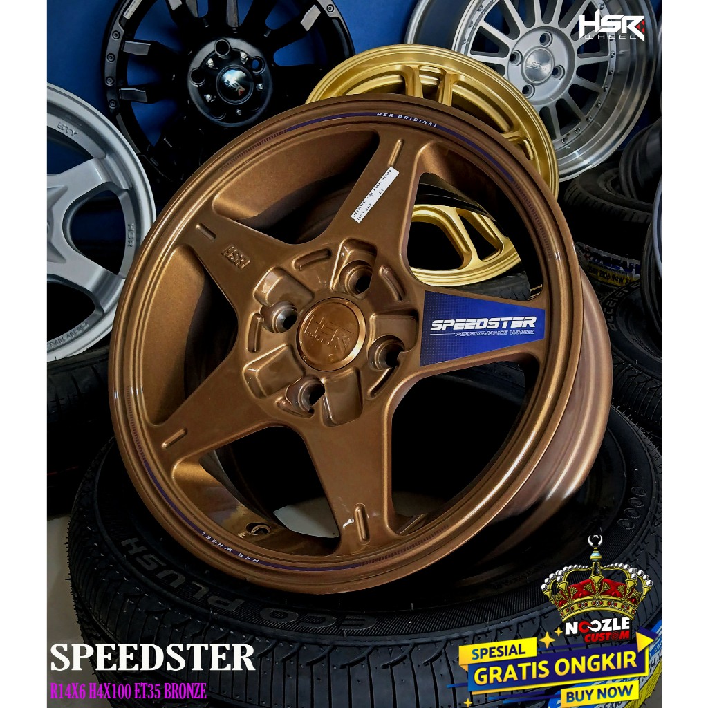 Velg Mobil HSR Ring 14 Model Bintang Pelek Racing HSR Terbaru Ring 14 Baut 4 Single PCD