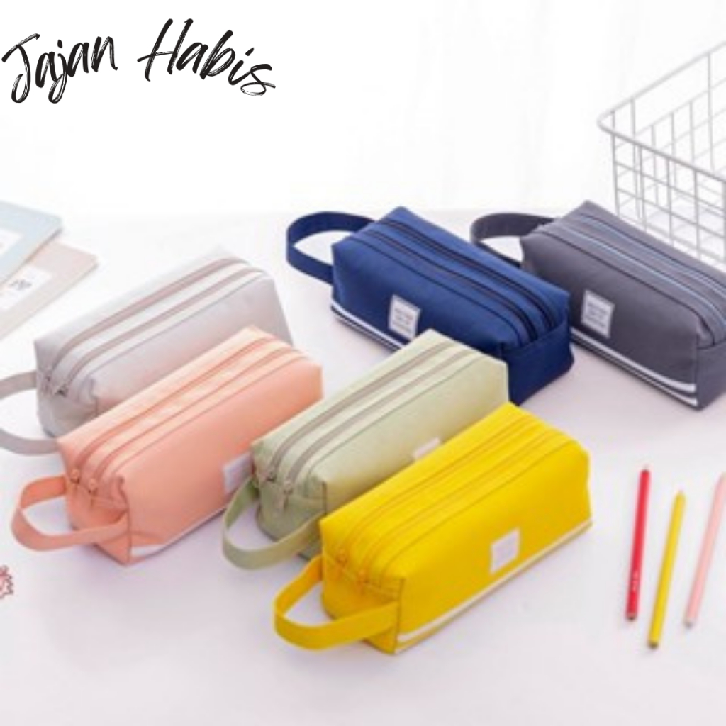 

JABIS Kotak Pensil Dan Stationery Dual Zipper Dompet Pensil 2 Pouch Tempat Alat Tulis Perlengkapan Sekolah Dua Sisi Resleting