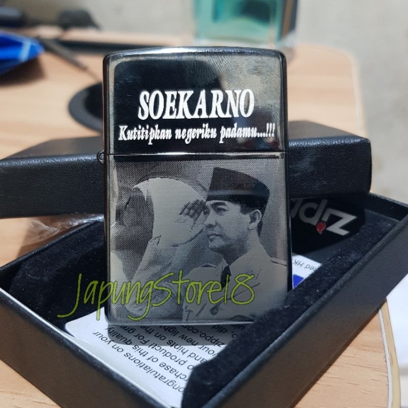 korek Api foto Bung karno Zippo ir soekarno Korek api zippo grafir laser Foto Presiden indonesia