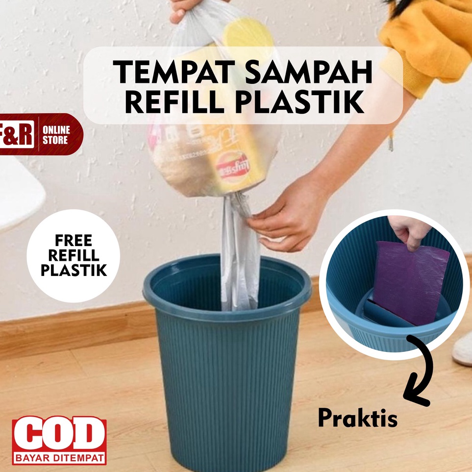 Tong Sampah Poble dengan Tempat Kantong Plastik Sampah Refill Isi Ulang Roll Gulungan Otomatis