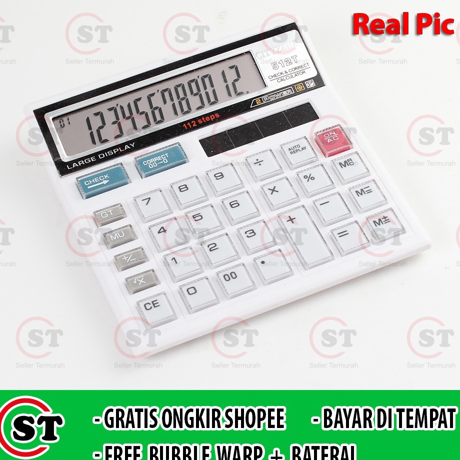 

BAYAR DI TEMPAT Kalkulator Cityzenn 512 12 Digits Calculator 512 Cek Ulang 12 Angka Putih