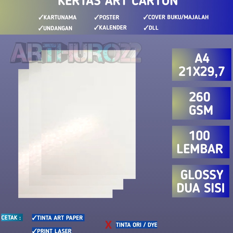 

Kes art cartonart paper 26 gsm A4 isi 1 lembarArt karton 26 gram