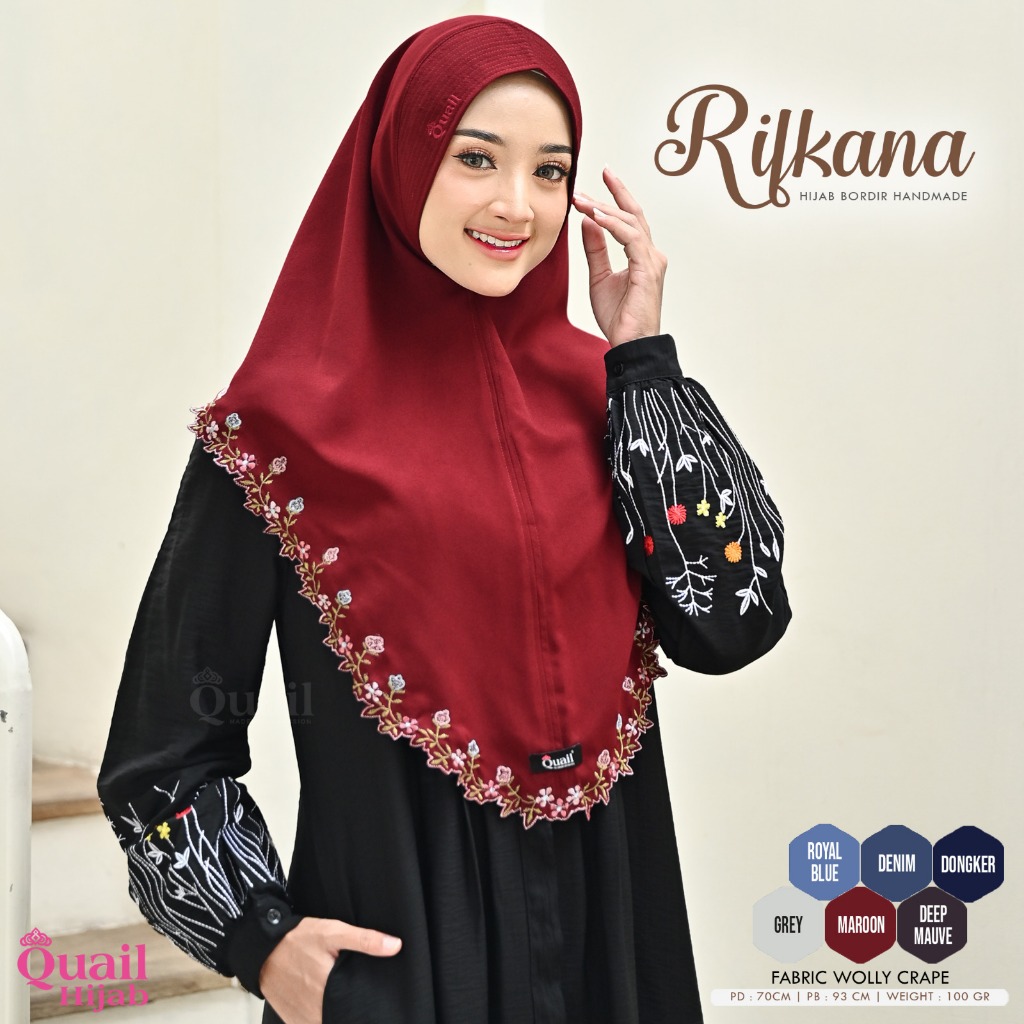RIFKANA by QUAIL HIJAB BORDIR HANDMADE HIJAB DAILY