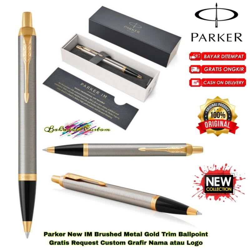 

PULPEN PARKER ORIGINAL NEW IM BRUSHED METAL DESIGN GOLD CHROME TRIM BALLPOINT GRATIS REQUEST CUSTOM GRAFIR NAMA ANDA ATAU LOGO ANDA COCOK UNTUK PEMAKAIAN PRIBADI ATAU UNTUK HADIAH SPESIAL MERCHANDISE PROMOSI ANDA