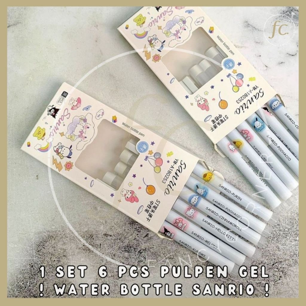 

[1 Box 6 Pcs] Paket Water Bottle Pen / Pulpen Pena Gel Hewan Lucu Sanrio Cinnamoroll Kuromi My Melody Pompompurin Pochacco Hello Kitty Netral Tinta Hitam 0.5 mm PGK-1267 Miniso Lucu Hadiah Promosi Perlengkapan Kantor Sekolah ATK Harga Grosir Ready COD