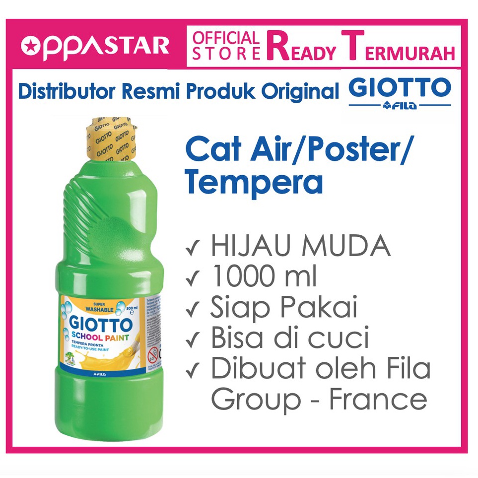 

Serbu Murah Cat Air Cat Poster Cat Tempera Giotto School Paint 1 ml Cinnabar Green Hijau Muda